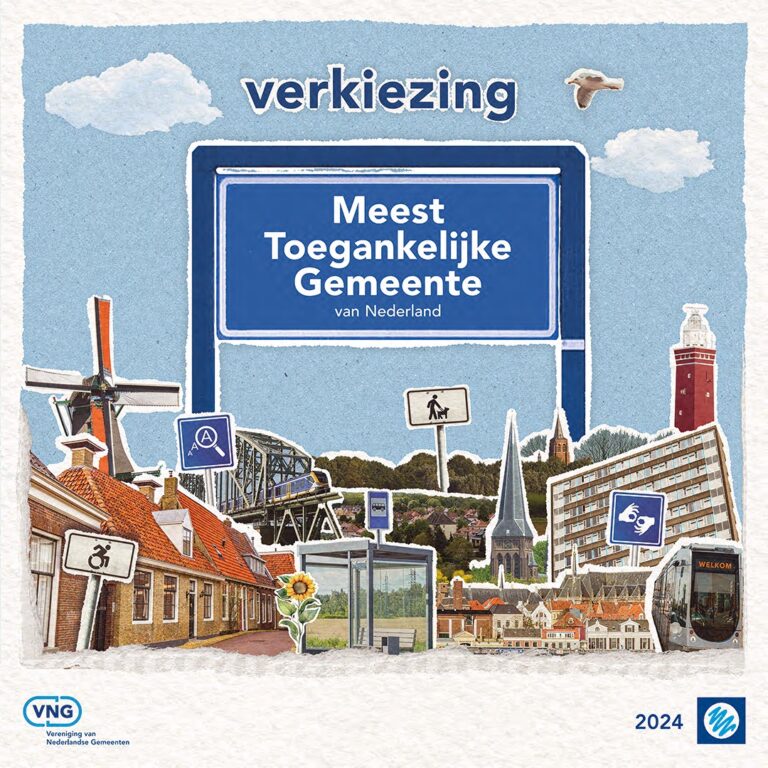 Plaatsnaambord met tekst 'meest toegankelijke gemeente' erop.