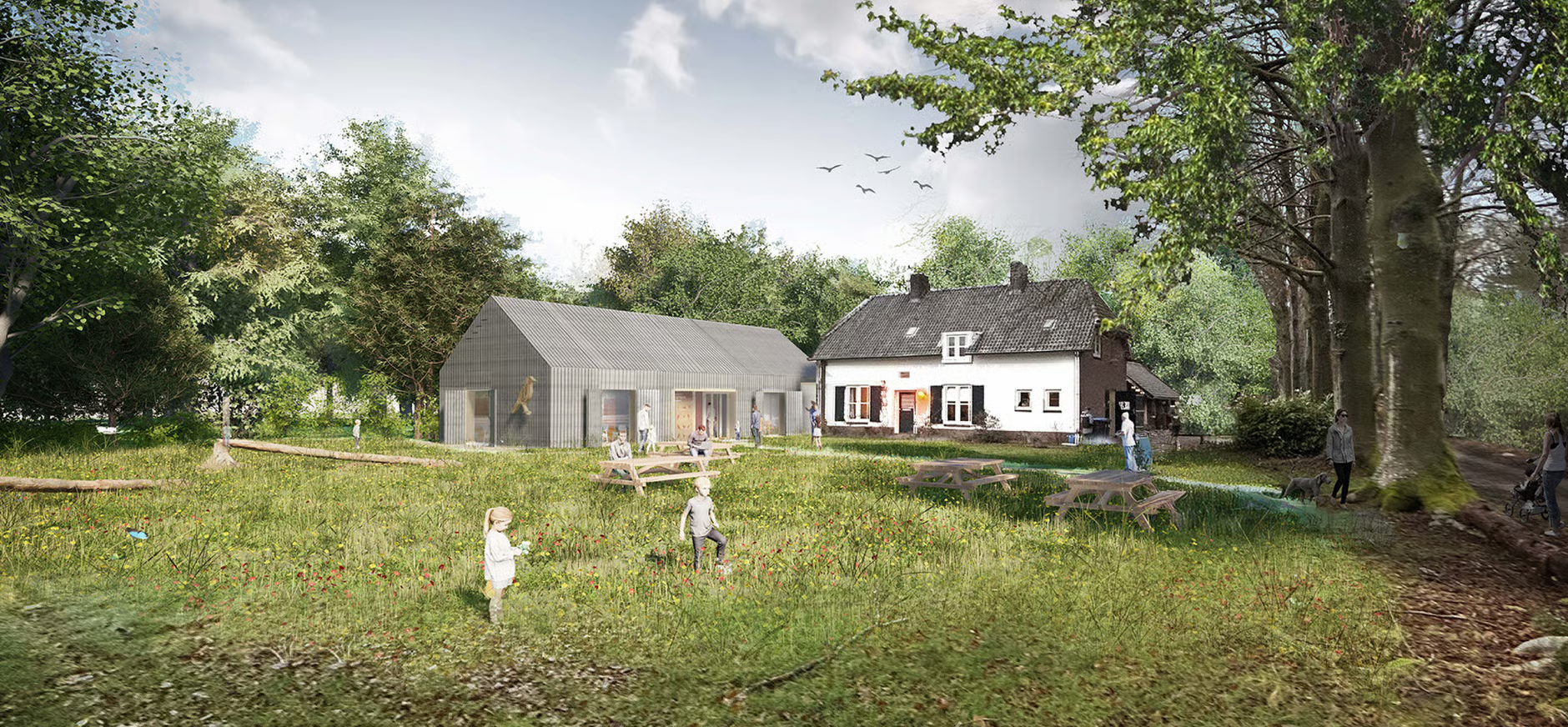 Artist impression natuurcentrum Wielewaal